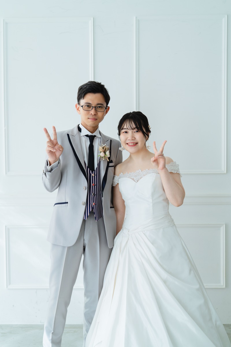 お二人仲良くピース