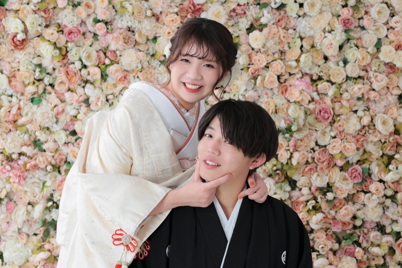 お花いっぱいの背景で