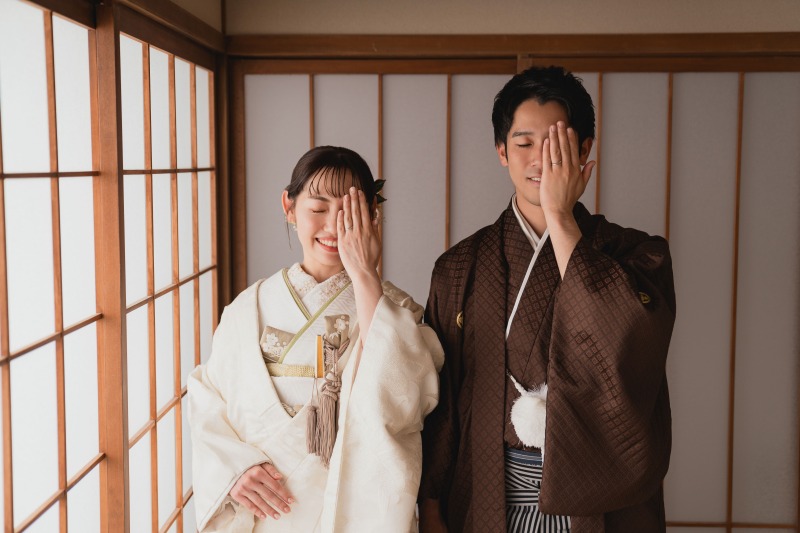 お茶室の中で。