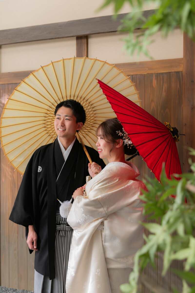 和傘をを使って