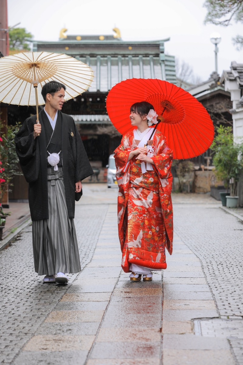 雨の中