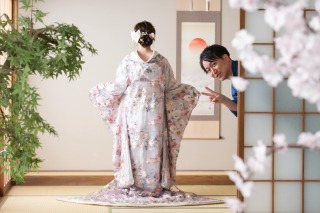 レースのお着物で