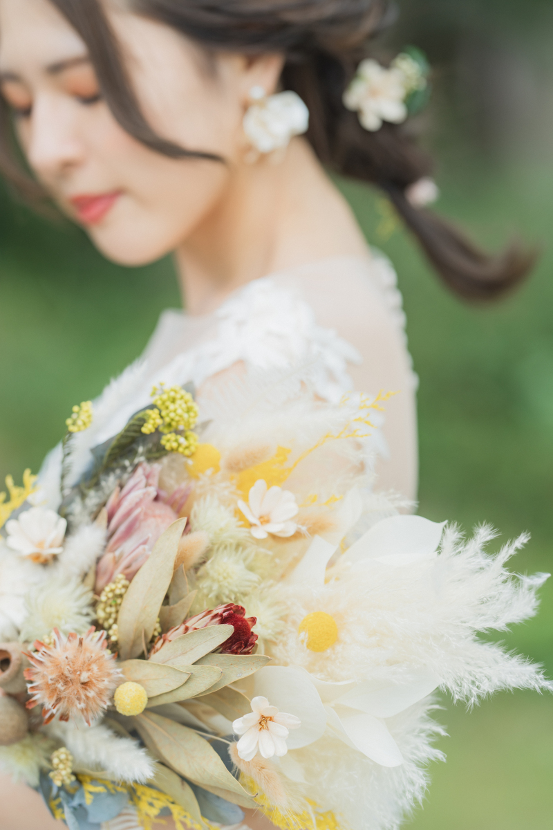 お持ち込みのヘアアクセサリーとブーケでした。