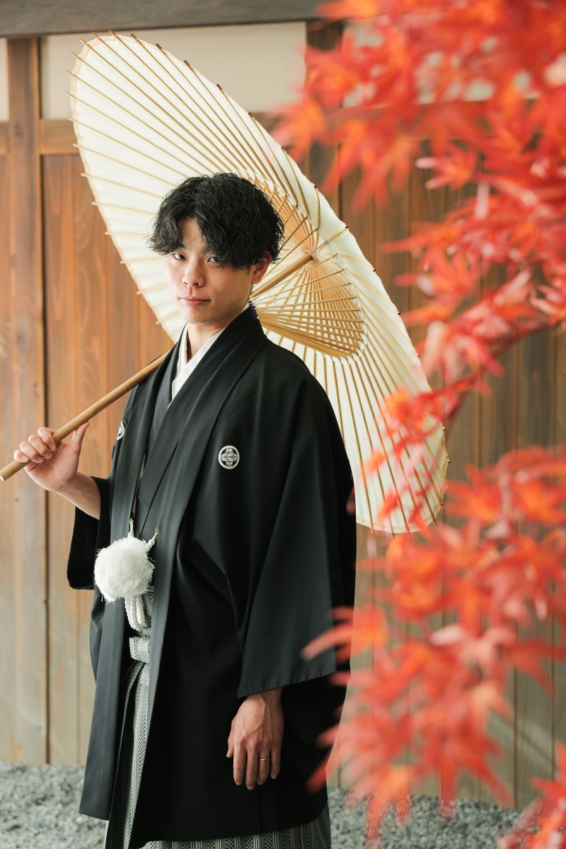 傘を使いながら