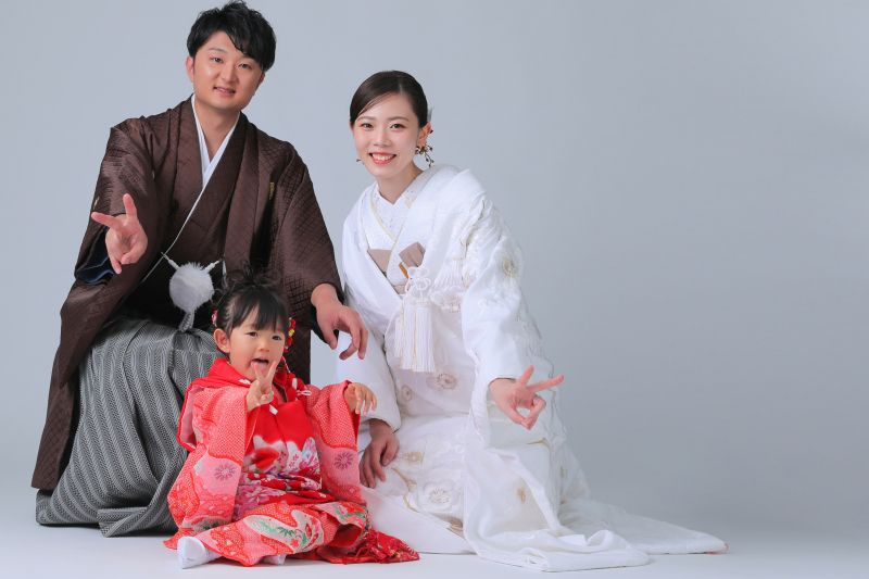 家族で仲良くピーース！