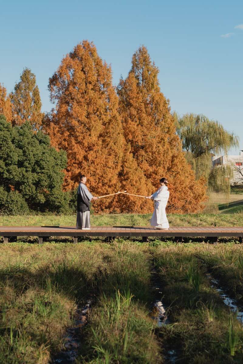 和装と竹刀の組み合わせ