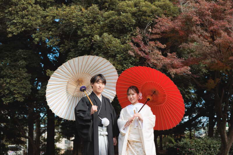 番傘で和装らしく！