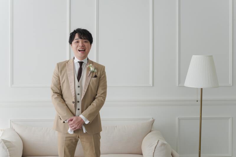 笑顔の新郎さん