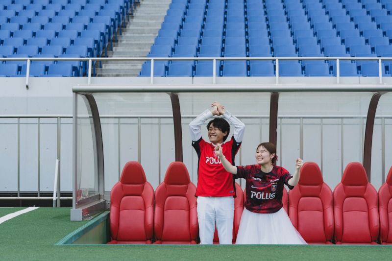 埼玉スタジアム2002で前撮り撮影を。