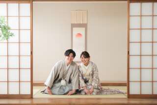 屋内庭園スタジオで撮影