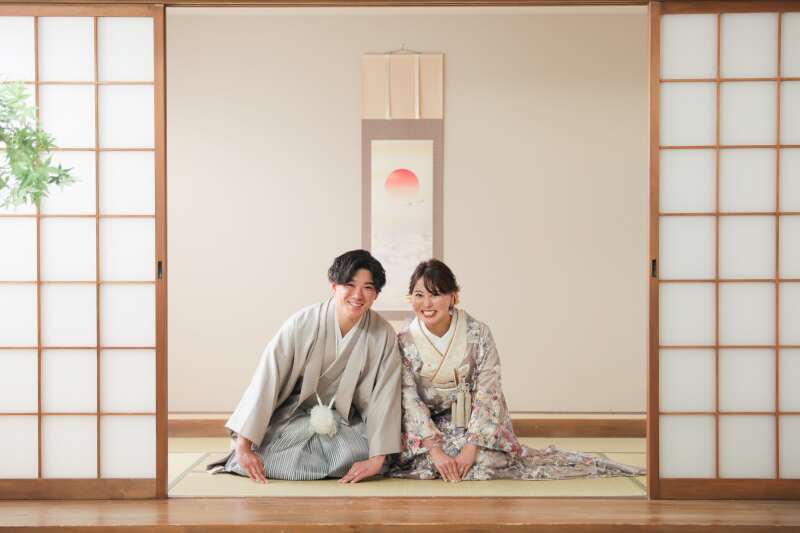 屋内庭園スタジオで撮影