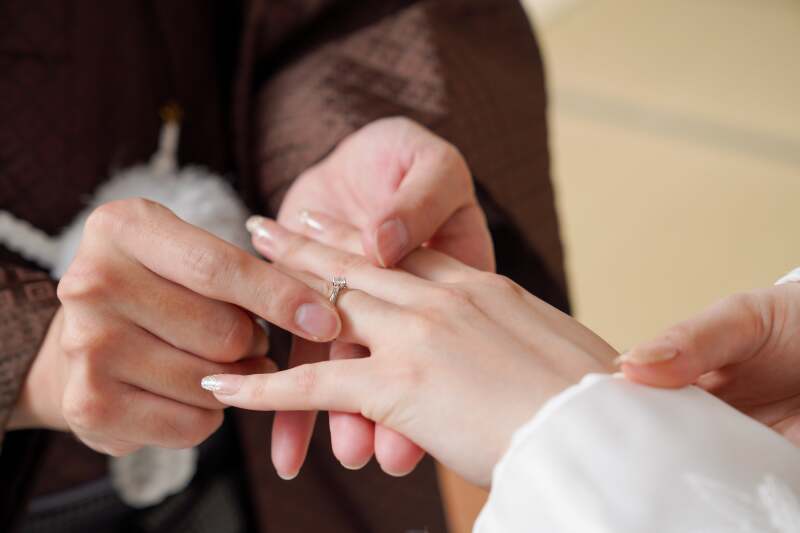 指輪を嵌めて