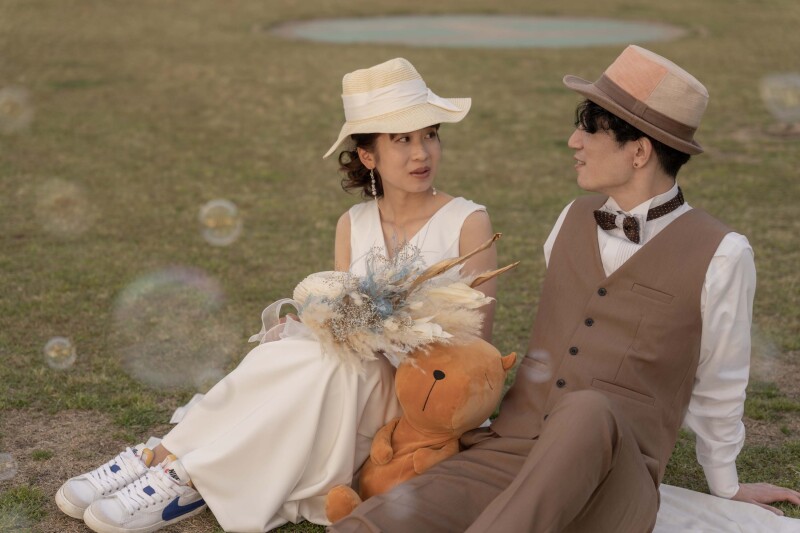 シャボン玉と、お気に入りのぬいぐるみと