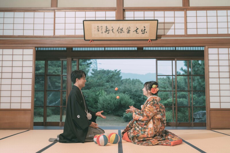 主屋の中での撮影