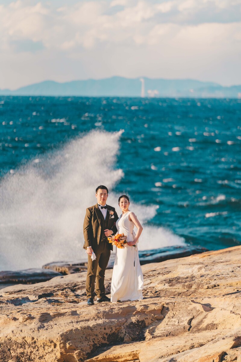 ラストは海辺をバックに!