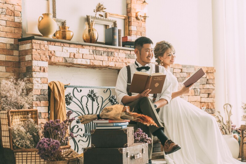 チャペル撮影の次はスタジオのセットで♪