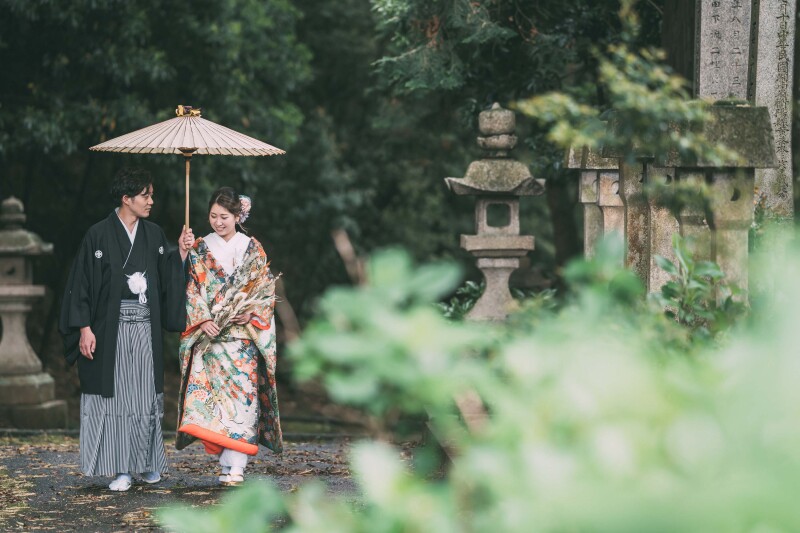 番傘で相合傘を