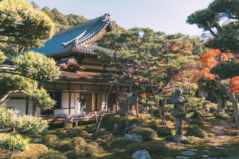 日本庭園で
