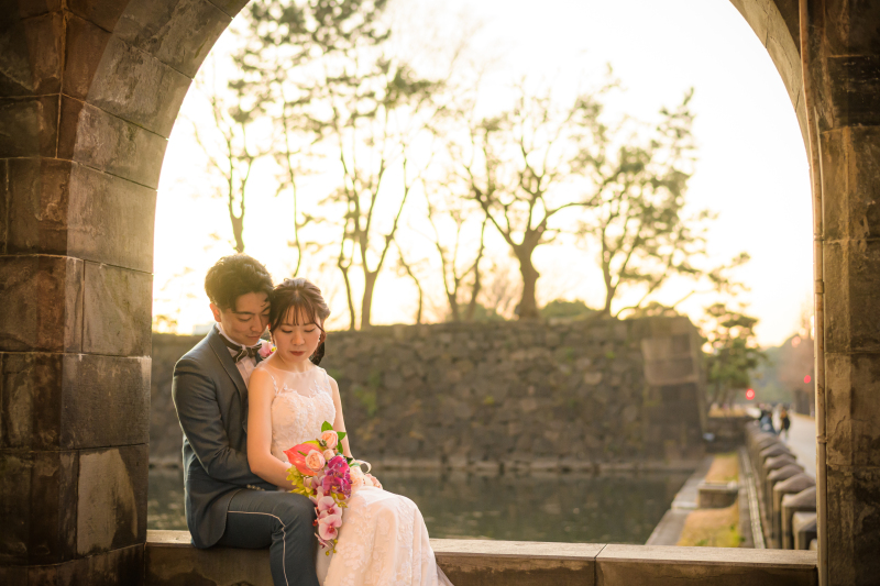 夕陽に照らされて