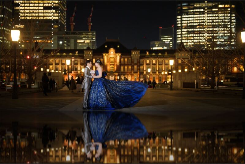 東京駅でリフレクションショット