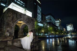 洋装×東京駅ナイトフォト