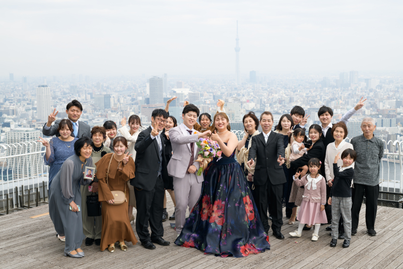 景色をバックに