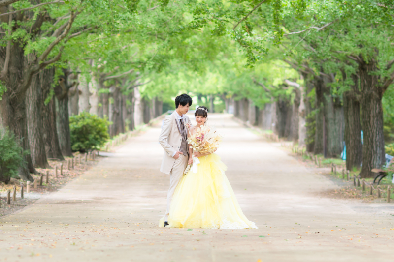 緑いっぱいの中、撮影スタート！