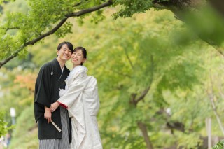 伝統的な日本庭園での和装フォトウェディング