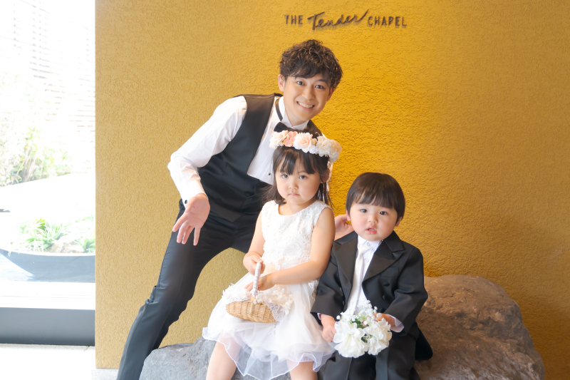 お子様参加のリングボーイ・ガールの演出も出来ます♪