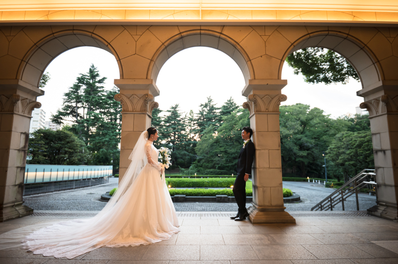 【港区郷土歴史館撮影プラン】上質ウェディングドレス×タキシード1着ずつ、レタッチ込100カット以上全データ