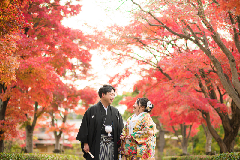 【和装＊紅葉ロケーションフォト】新郎新婦和装1着ずつ,ヘアメイク,データ100カット,全データレタッチ付き,移動費,撮影申請費込