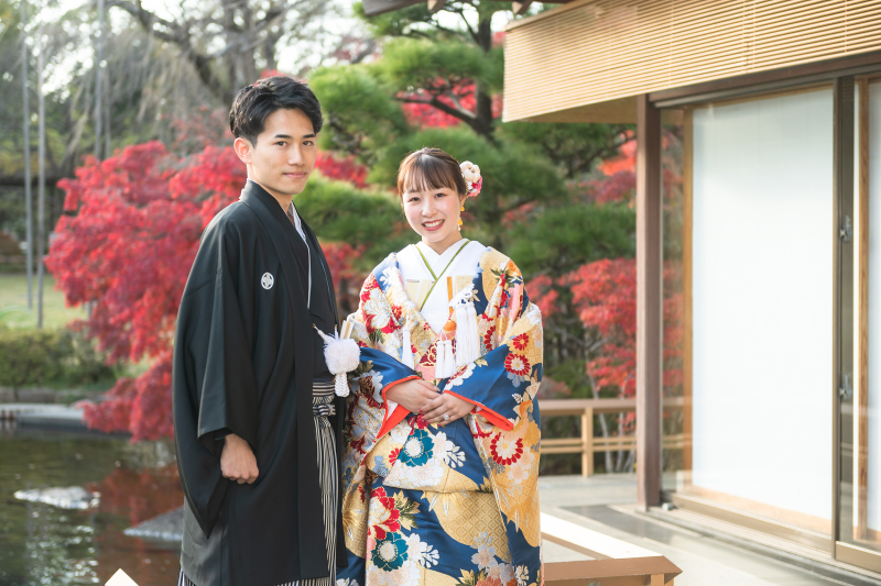 【和装*紅葉ロケーションフォト】新郎新婦和装1着ずつ,ヘアメイク,データ100カット,全データレタッチ付き,移動費,撮影申請費込