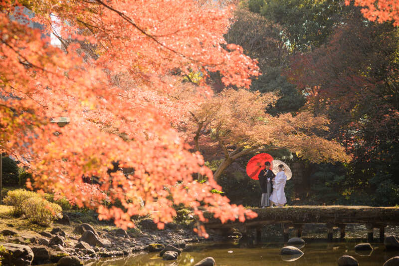 【和装＊紅葉ロケーションフォト】新郎新婦和装1着ずつ,ヘアメイク,データ100カット,全データレタッチ付き,移動費,撮影申請費込