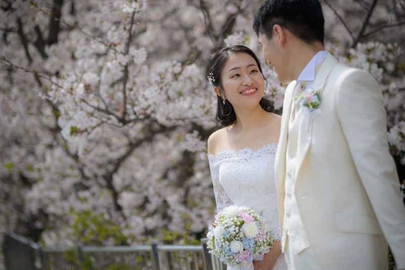 ※期間限定【桜フォトプラン】洋装(ウェディングドレスまたはカラードレス)・タキシード、100カット、着付・ヘアメイク込