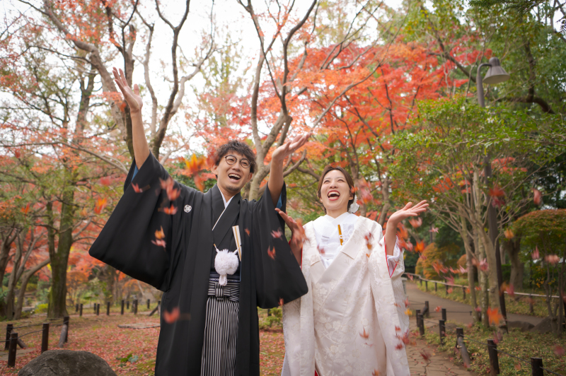 【和装＊紅葉ロケーションフォト】新郎新婦和装1着ずつ,ヘアメイク,データ100カット,全データレタッチ付き,移動費,撮影申請費込