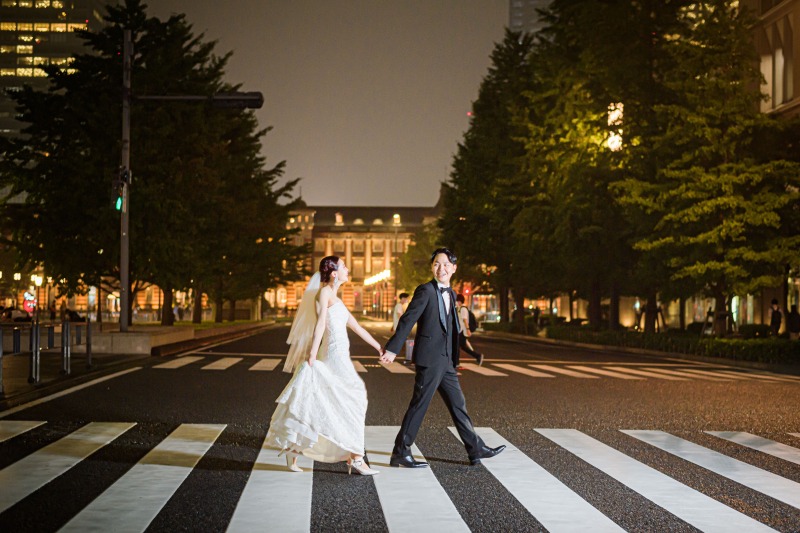 【東京駅撮影プラン】上質ウェディングドレス×タキシード【100カット以上全データ】