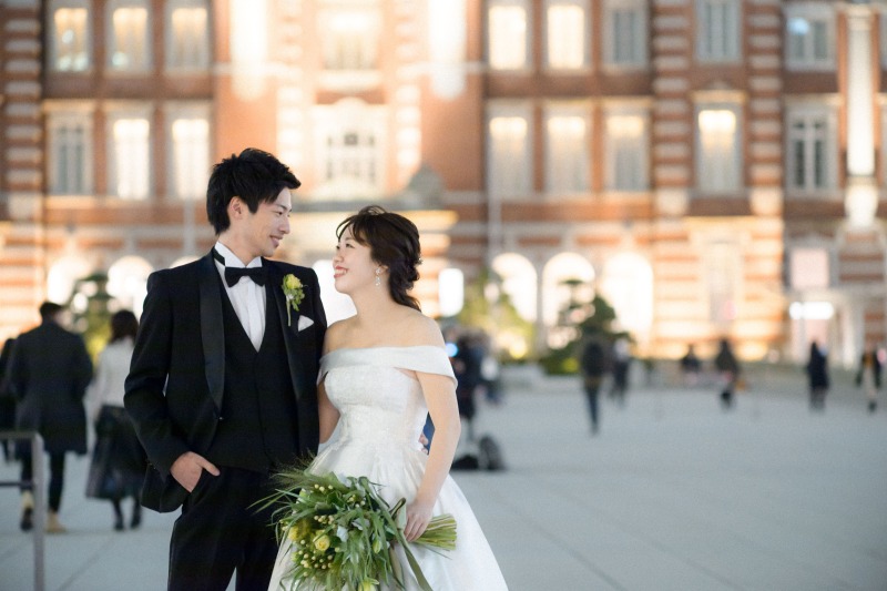 【東京駅撮影プラン】上質ウェディングドレス×タキシード【100カット以上全データ】