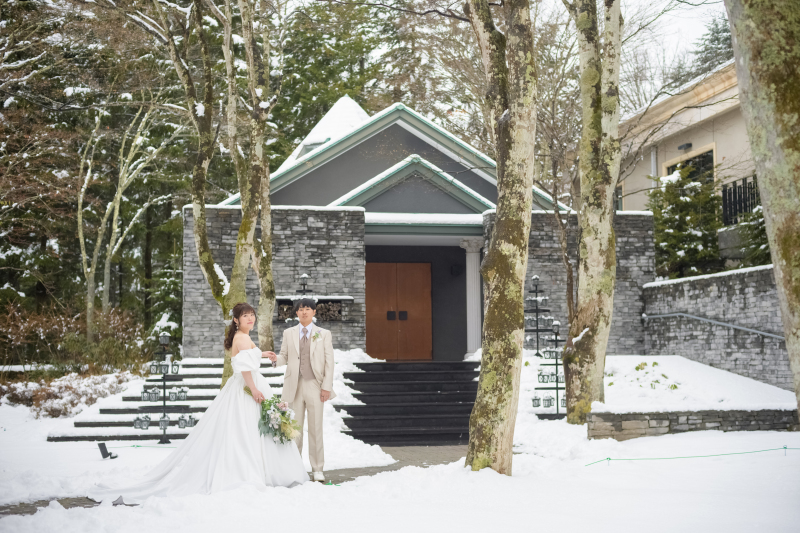 ウェディングドレス×雪