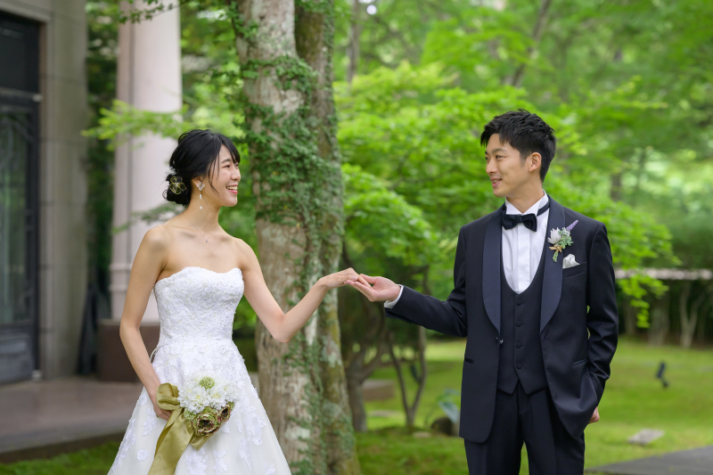 軽井沢を感じる中庭で