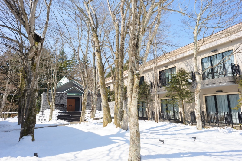 雪化粧した中庭