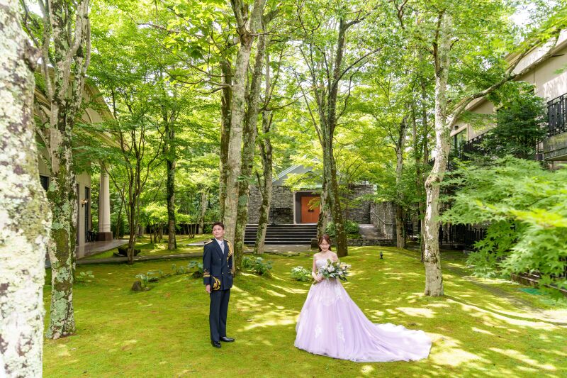 中庭全体を映して