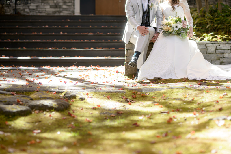 ホテルの中庭で