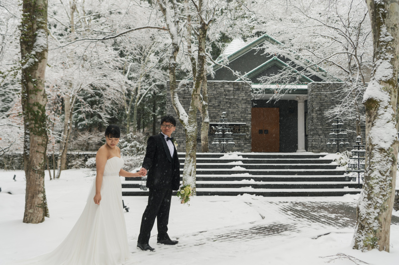 ホテルの中庭にて