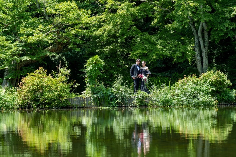 反射して映るお二人
