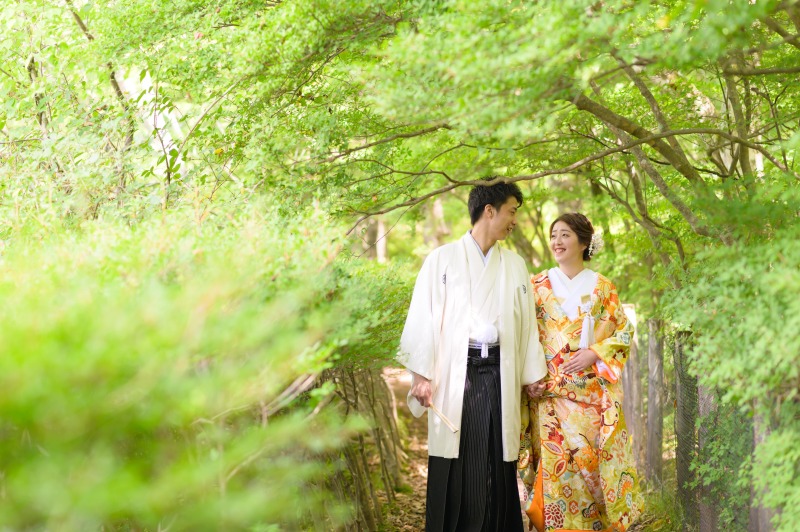 【雲場池×チャペル撮影プラン】洋装+和装どちらも選べる2着プラン、ヘアメイク、写真データ150枚 ※全色味補正済み