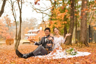 ※残り4枠※【紅葉満開フォトプラン】選べる上質ドレス×タキシード、ヘアメイク、写真データ100枚　※天候保証付