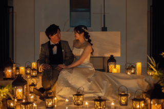 冬季限定【澄んだ空気に煌めくキャンドルライト&ランタン】チャペル・中庭撮影プラン｜洋装1着・ヘアメイク・レタッチ済データ100枚