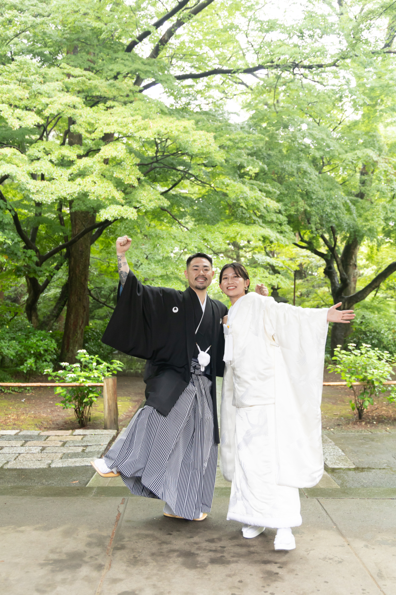 笑顔で一緒にポーズ!