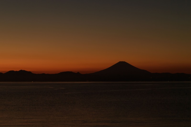 夕景の富士山