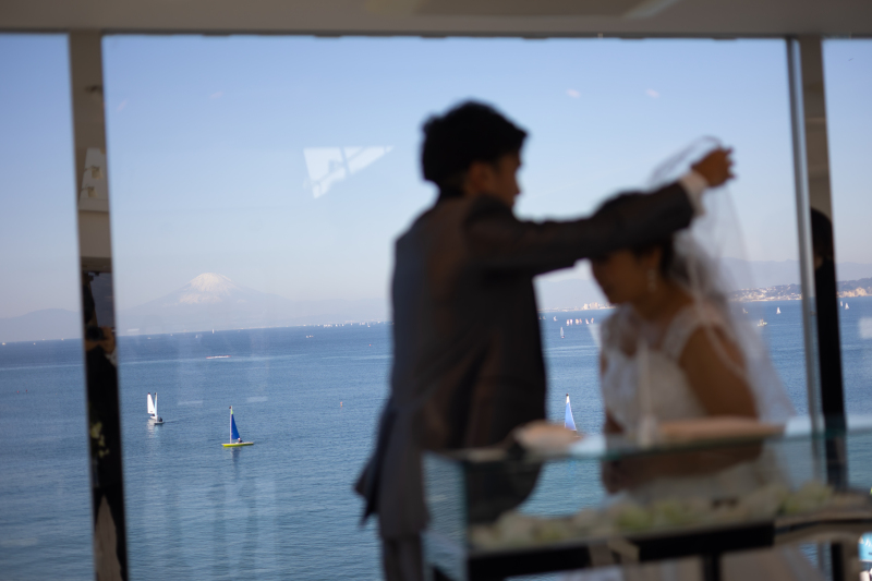 富士山を背景に